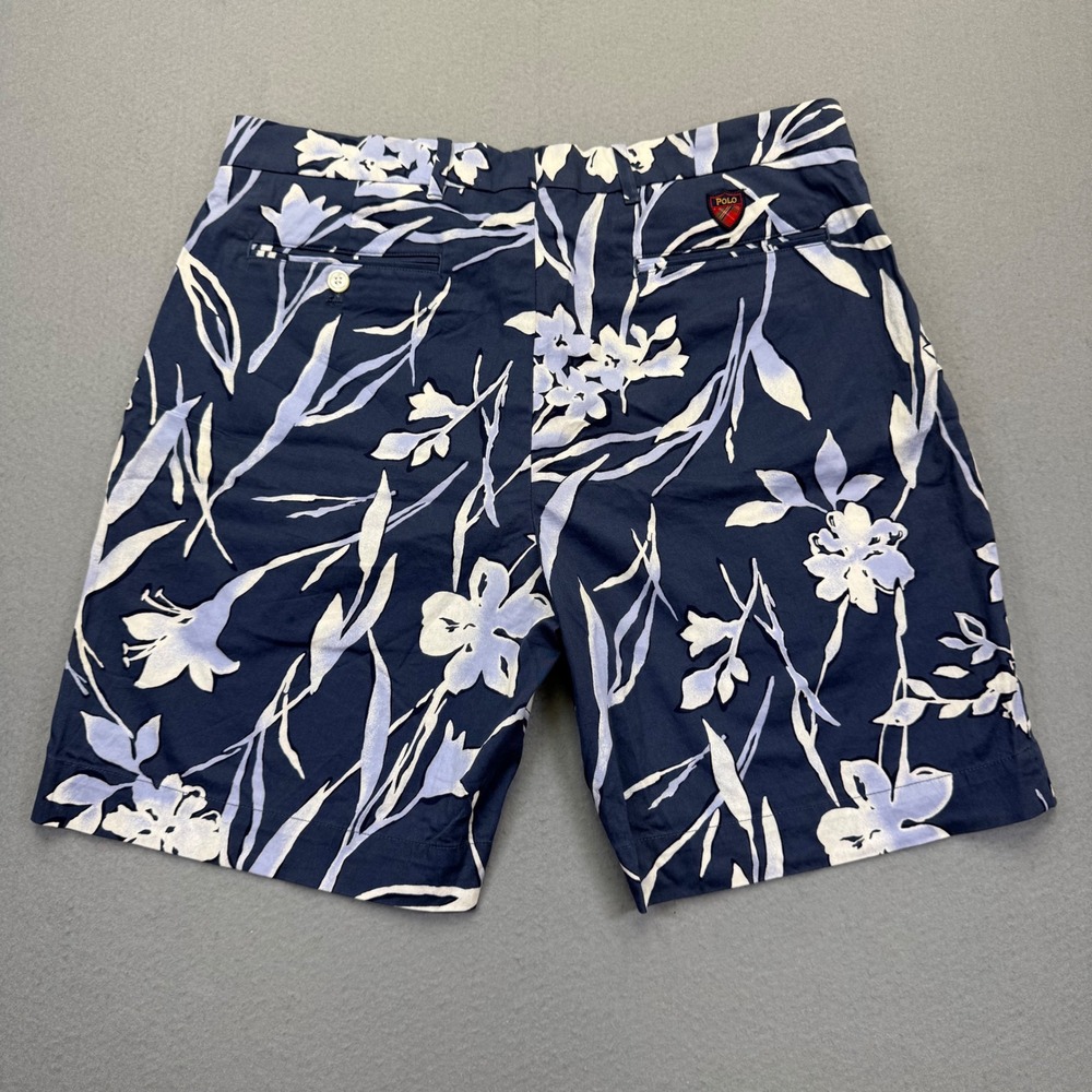 Polo Golf Ralph Lauren Mens 35 Floral Navy Blue Classic Fit Chino Shorts Stretch - Picture 11 of 12